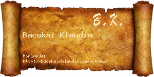 Bacskai Klaudia névjegykártya